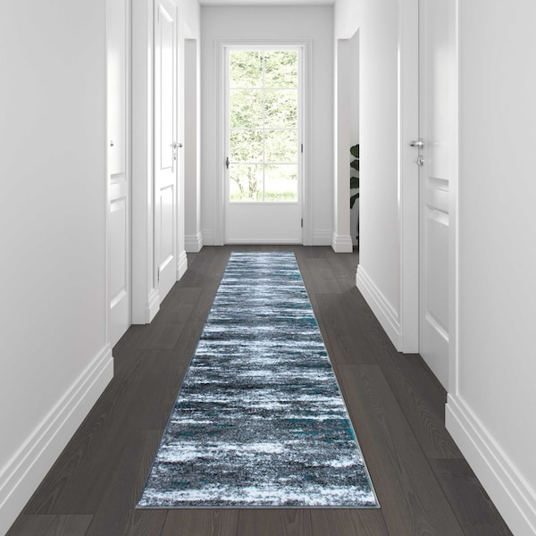 Flash Furniture 2' x 11' Turquoise Distressed Olefin Area Rug OKR-RG1102-211-TQ-GG - main